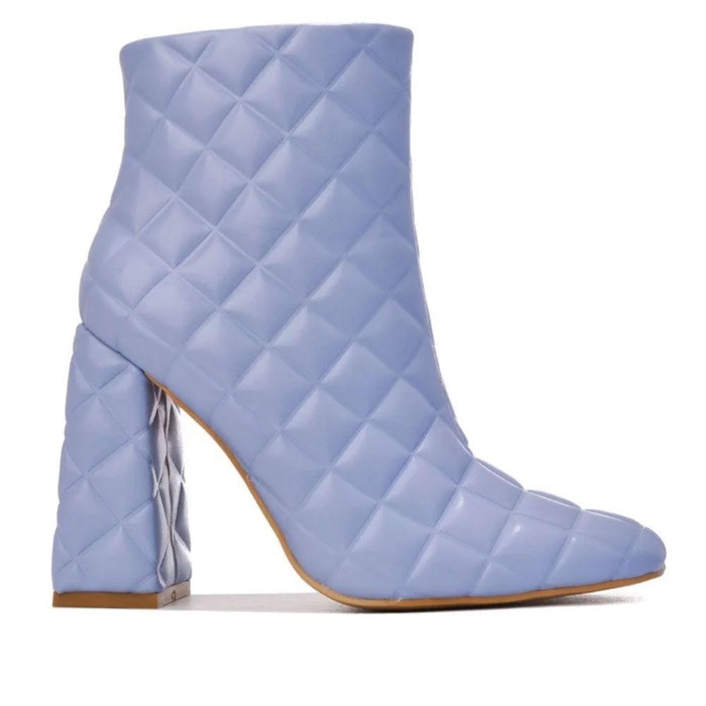 Cape Robbin Likme Square Toe Block Heel Ankle Booties - Periwinkle